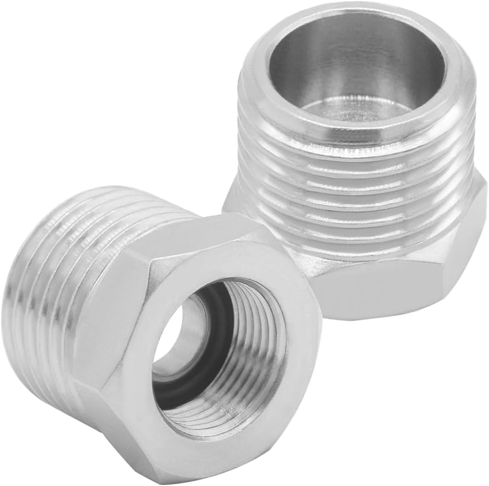 1/2 G Male to 3/8 Compression Female Thread Bushing Pipe Fitting, Nickel Plated Brass Reducer Faucet Connector Water Hose Adapter, Supply Line Adapter for RV Kitchen Bathroom Plumbing 2PCS - Image 1