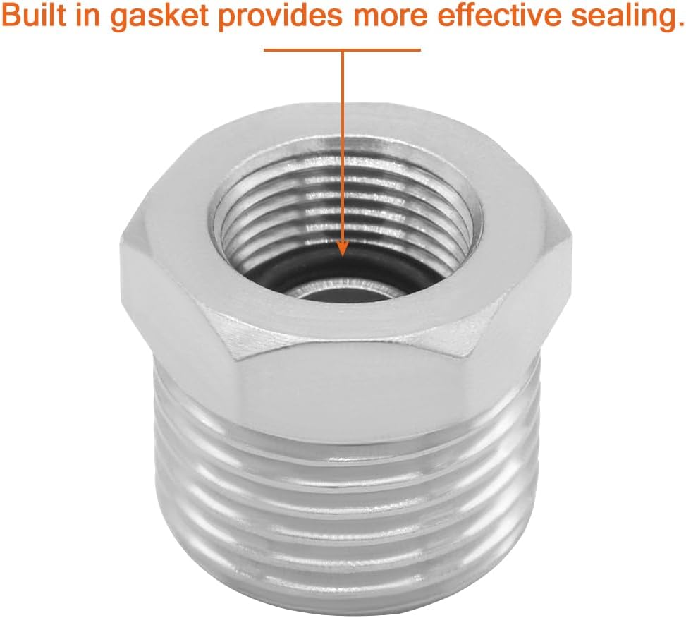 1/2 G Male to 3/8 Compression Female Thread Bushing Pipe Fitting, Nickel Plated Brass Reducer Faucet Connector Water Hose Adapter, Supply Line Adapter for RV Kitchen Bathroom Plumbing 2PCS - Image 4