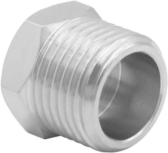 1/2 G Male to 3/8 Compression Female Thread Bushing Pipe Fitting, Nickel Plated Brass Reducer Faucet Connector Water Hose Adapter, Supply Line Adapter for RV Kitchen Bathroom Plumbing 2PCS - Image 7