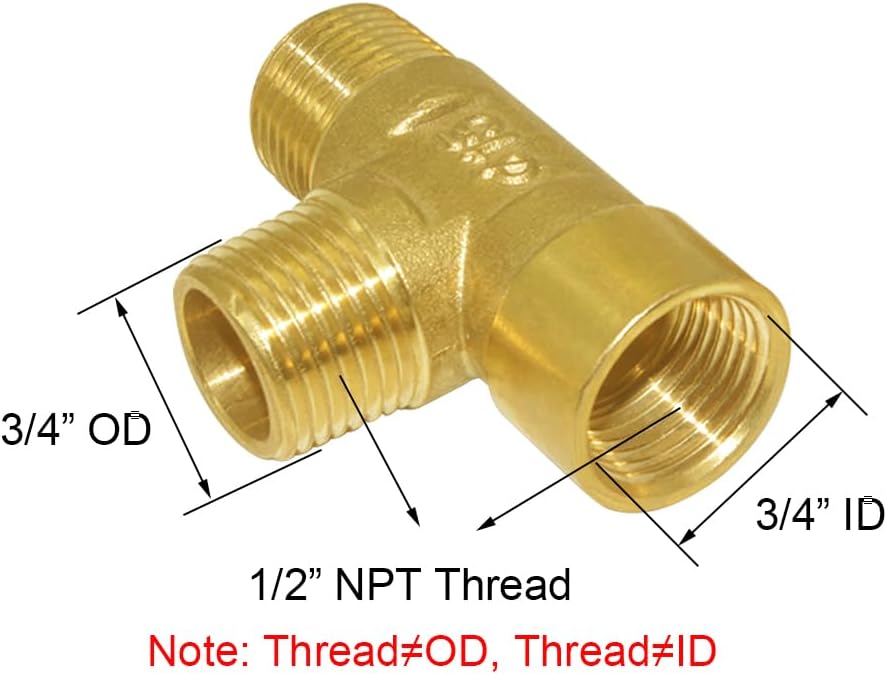 Brass Pipe Fitting Barstock Tee 3 Way NPT 1/2