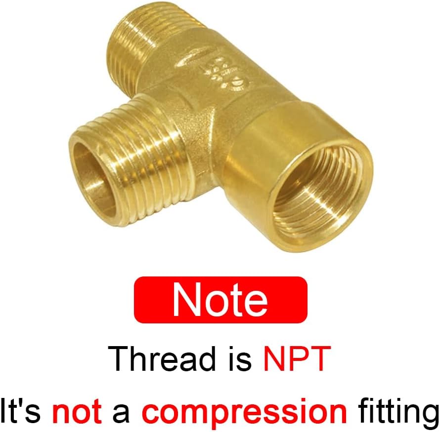 Brass Pipe Fitting Barstock Tee 3 Way NPT 1/2