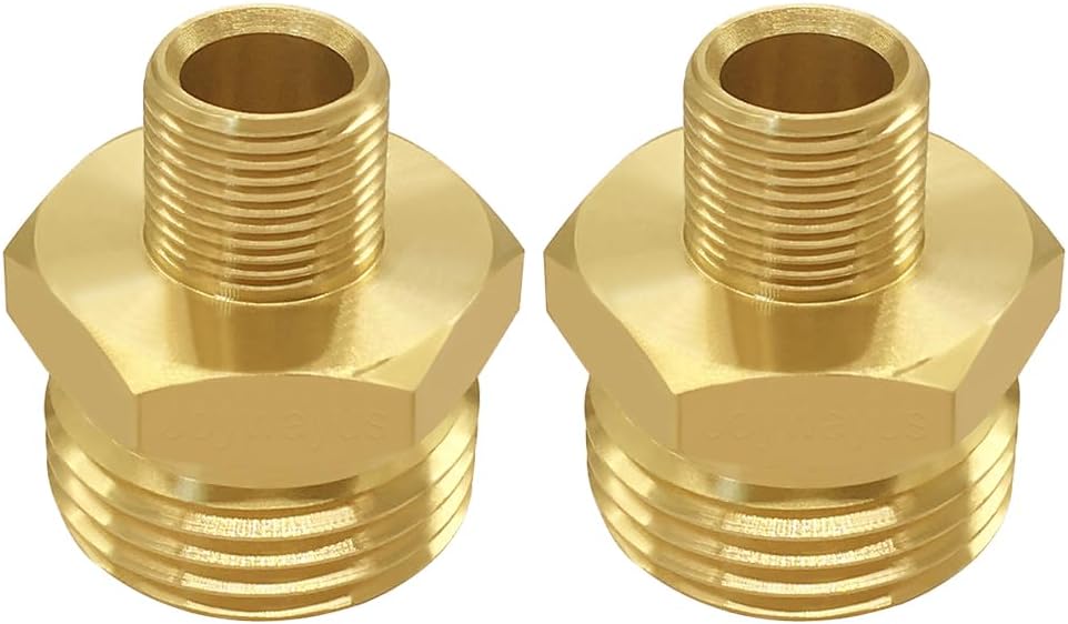 2PCS 3/4 GHT Male to 3/8 Compression Male Thread Adapter Pipe Fitting, Brass Reducer Faucet Connector Water Hose Adapter, Supply Line to Garden Hose Adapter for RV Kitchen Bathroom Plumbing - Image 1