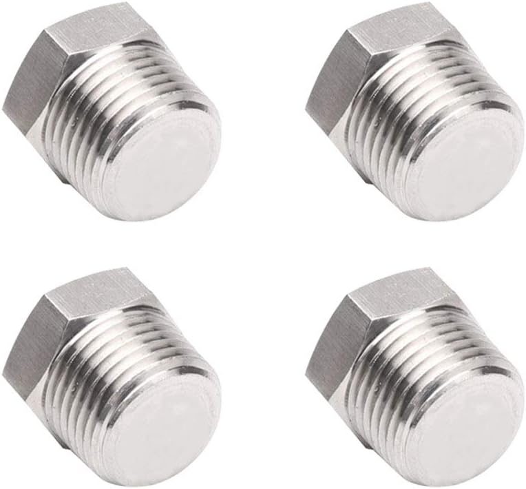 4Pcs Stainless Steel Outer Hex Thread Socket Pipe Plug Fitting 1/4