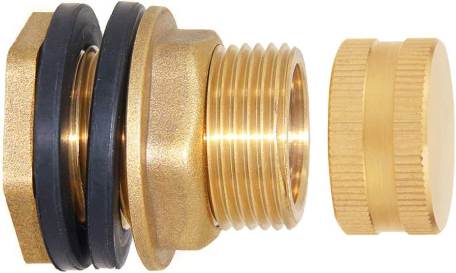 Brass Male Garden Hose Bulkhead Fitting with Plugs,1/2