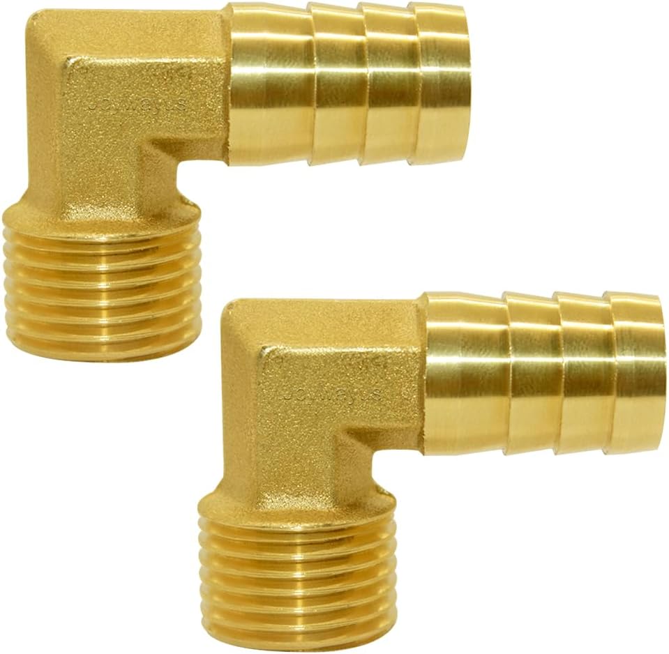 Brass Hose Fitting, 90 Degree Elbow, 1/2