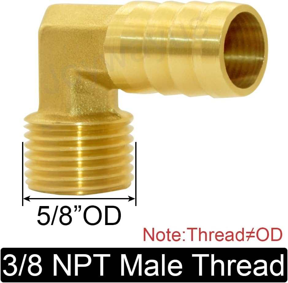 Brass Hose Fitting, 90 Degree Elbow, 1/2