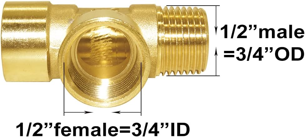 Brass Pipe Fitting Barstock Tee 3 Way NPT 1/2