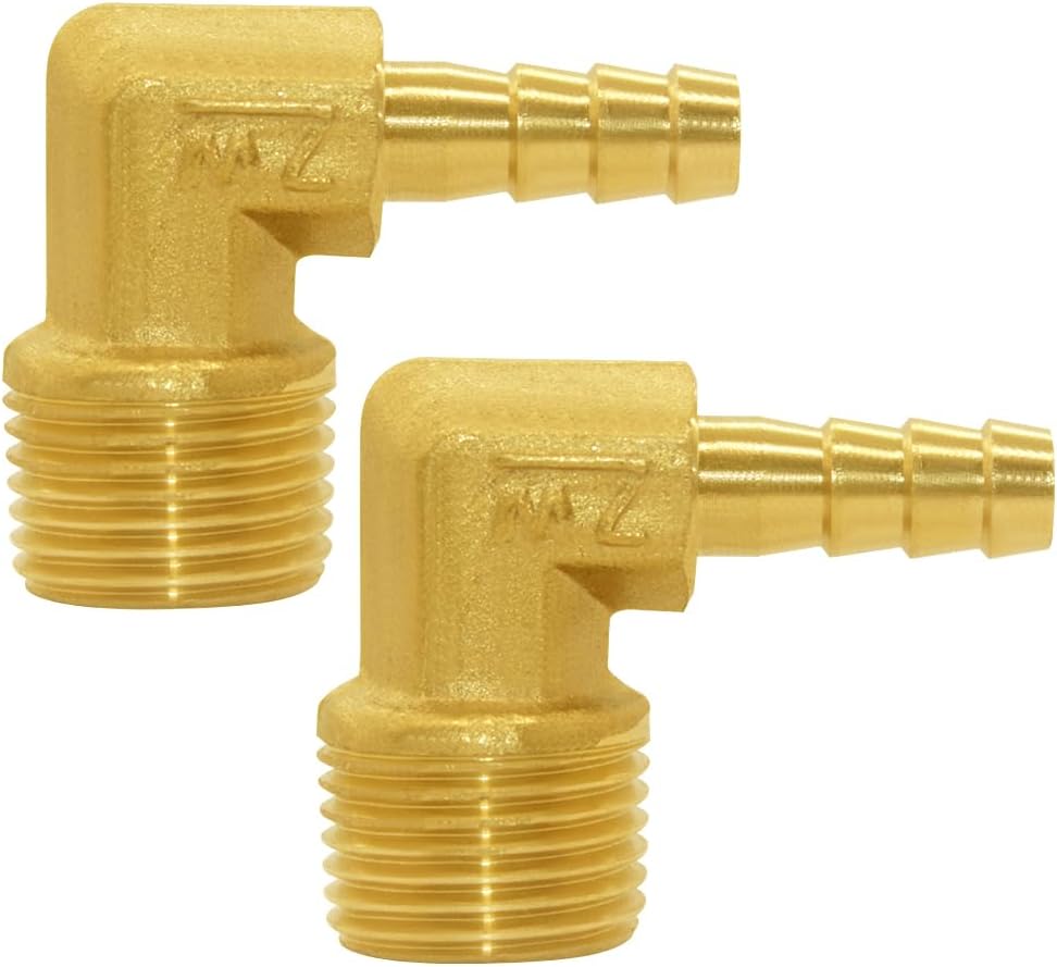 Brass Hose Fitting,90 Degree Elbow,1/4