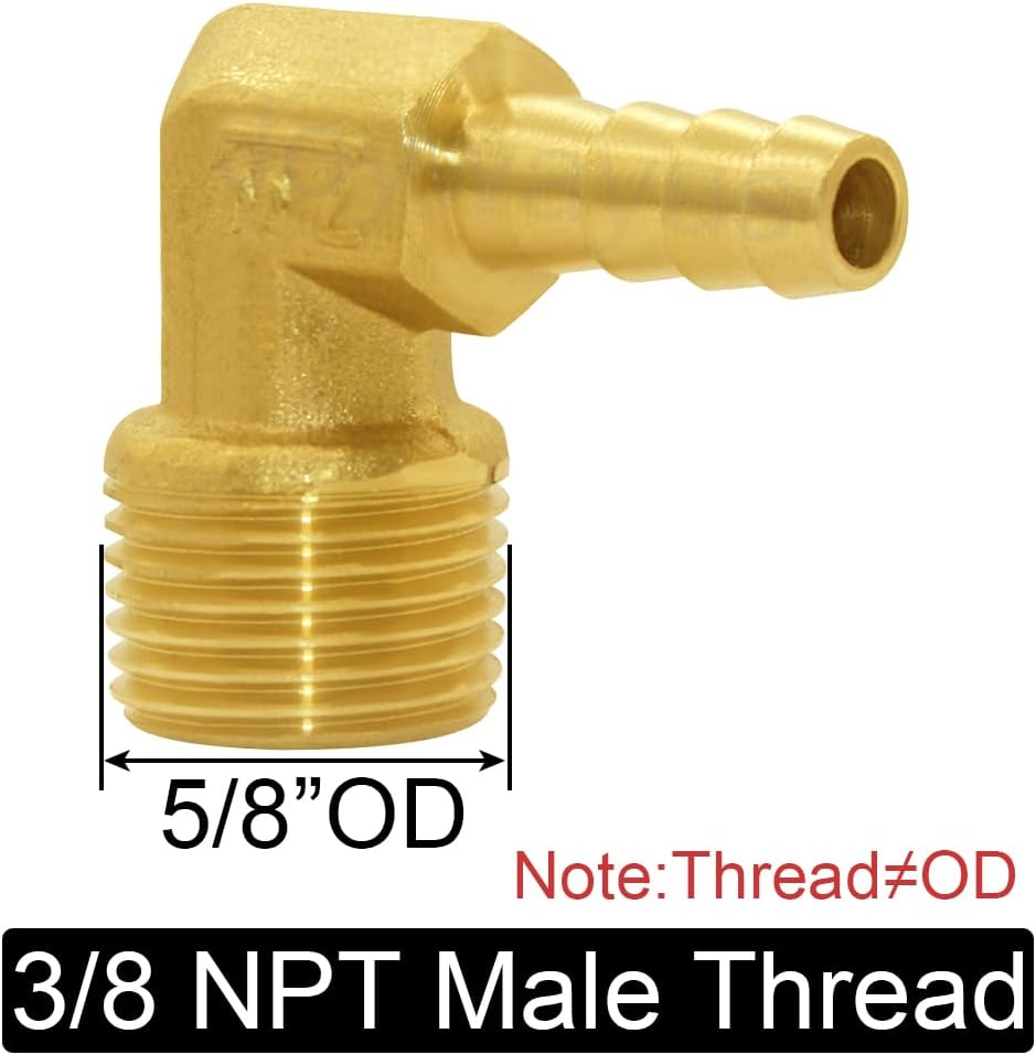 Brass Hose Fitting,90 Degree Elbow,1/4