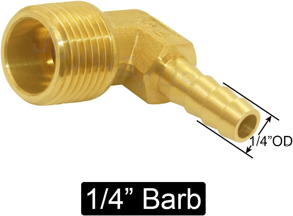 Brass Hose Fitting,90 Degree Elbow,1/4
