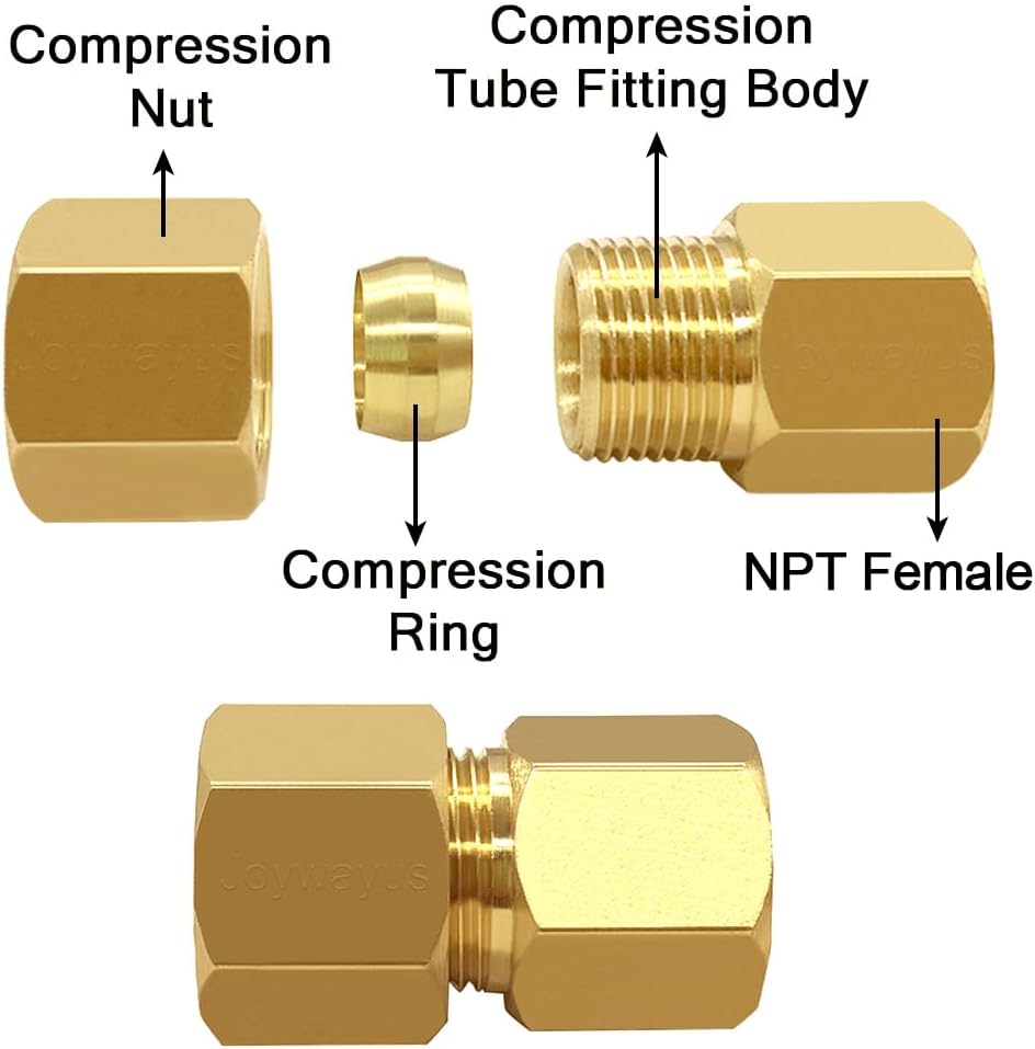 Brass Compression Tube Pipe Fitting 3/8