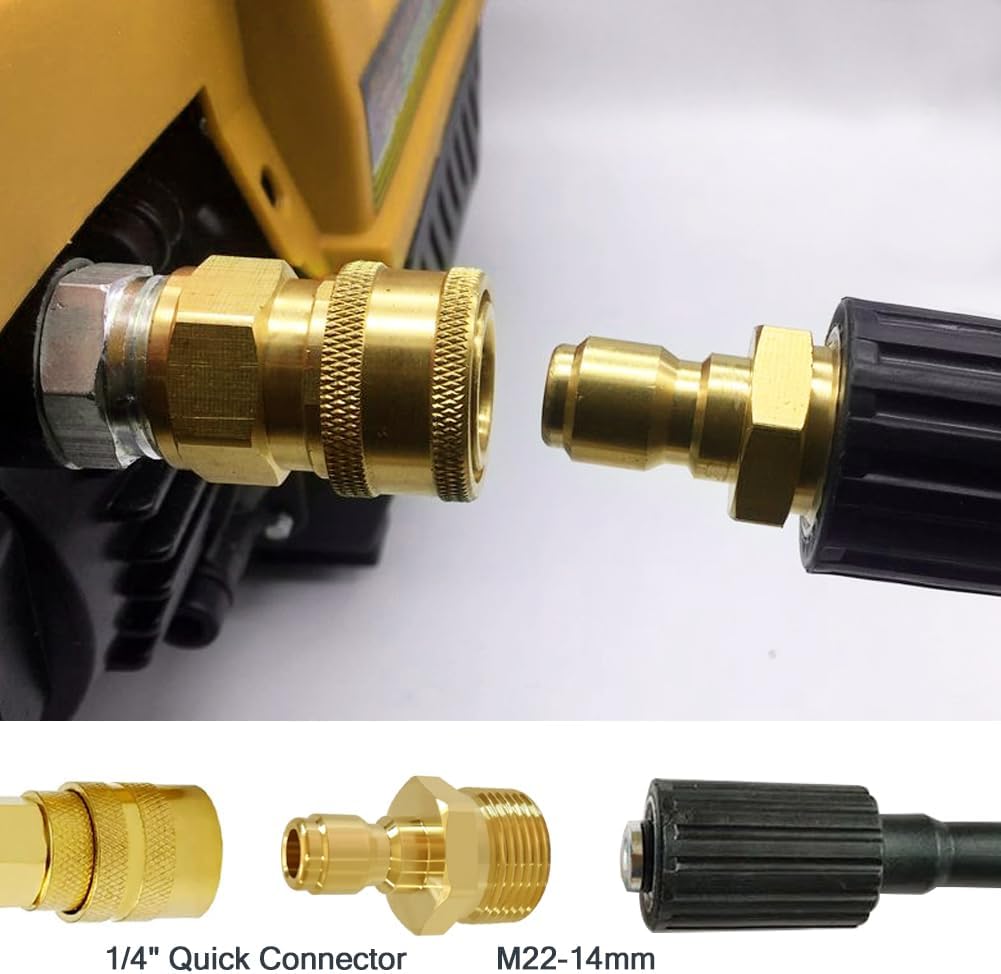 Pressure Washer Coupler M22-14mm Male Thread to 1/4