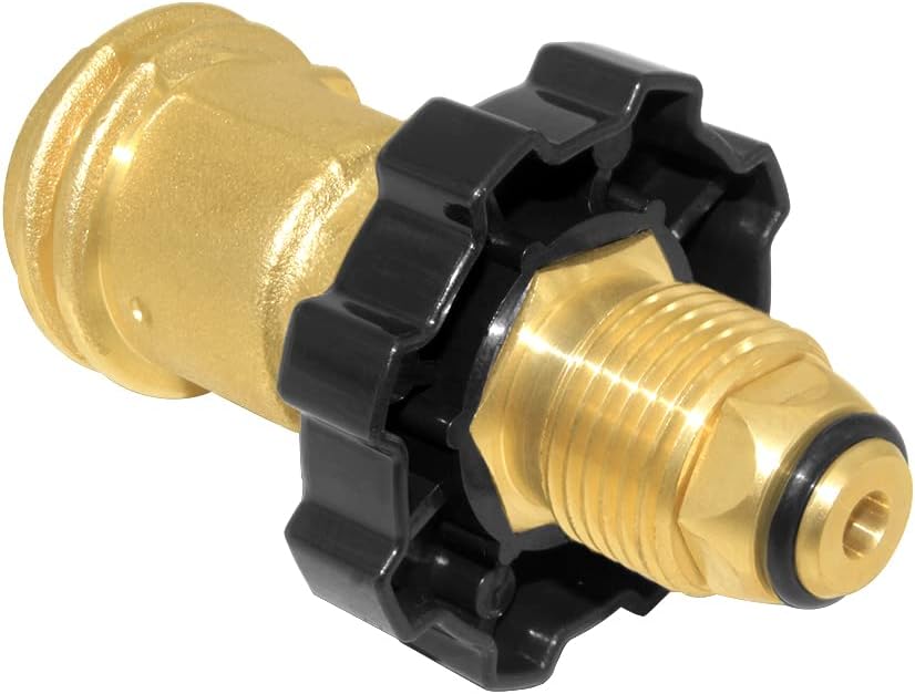 Universal Propane Tank Adapter Converts POL to QCC1 / Type 1,Brass Valve Control Safety Device Propane Hose Adapter with Wrench,Old to New Connection Type - Image 1