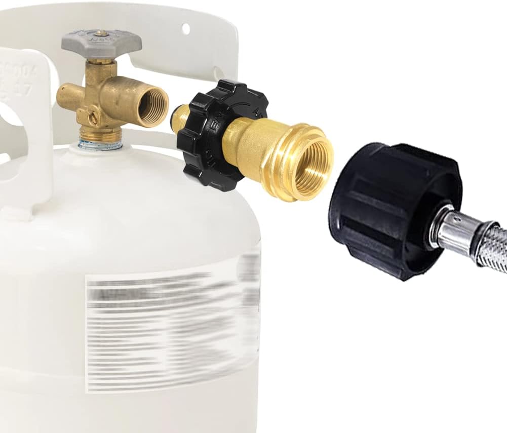 Universal Propane Tank Adapter Converts POL to QCC1 / Type 1,Brass Valve Control Safety Device Propane Hose Adapter with Wrench,Old to New Connection Type - Image 3