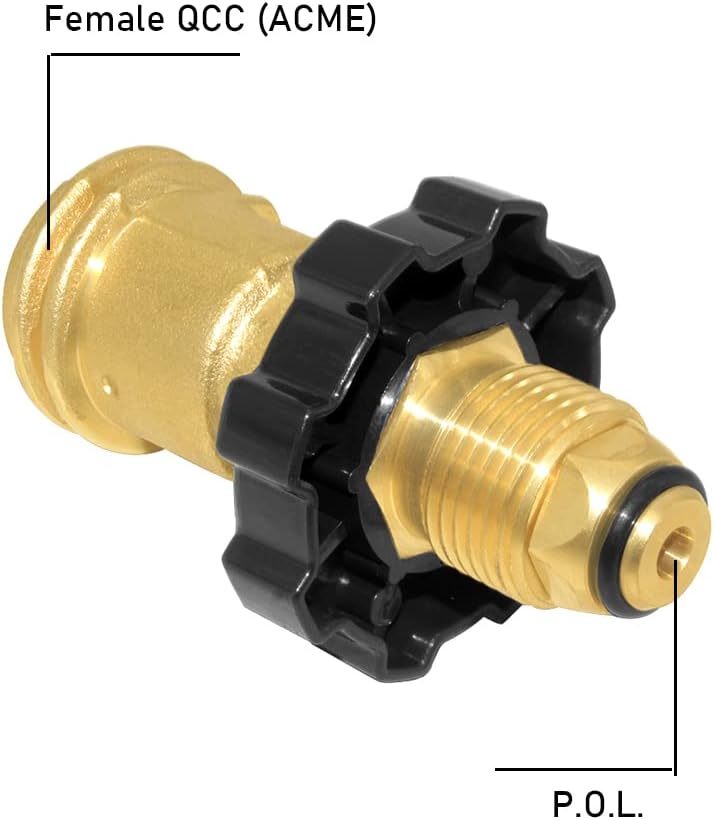 Universal Propane Tank Adapter Converts POL to QCC1 / Type 1,Brass Valve Control Safety Device Propane Hose Adapter with Wrench,Old to New Connection Type - Image 4