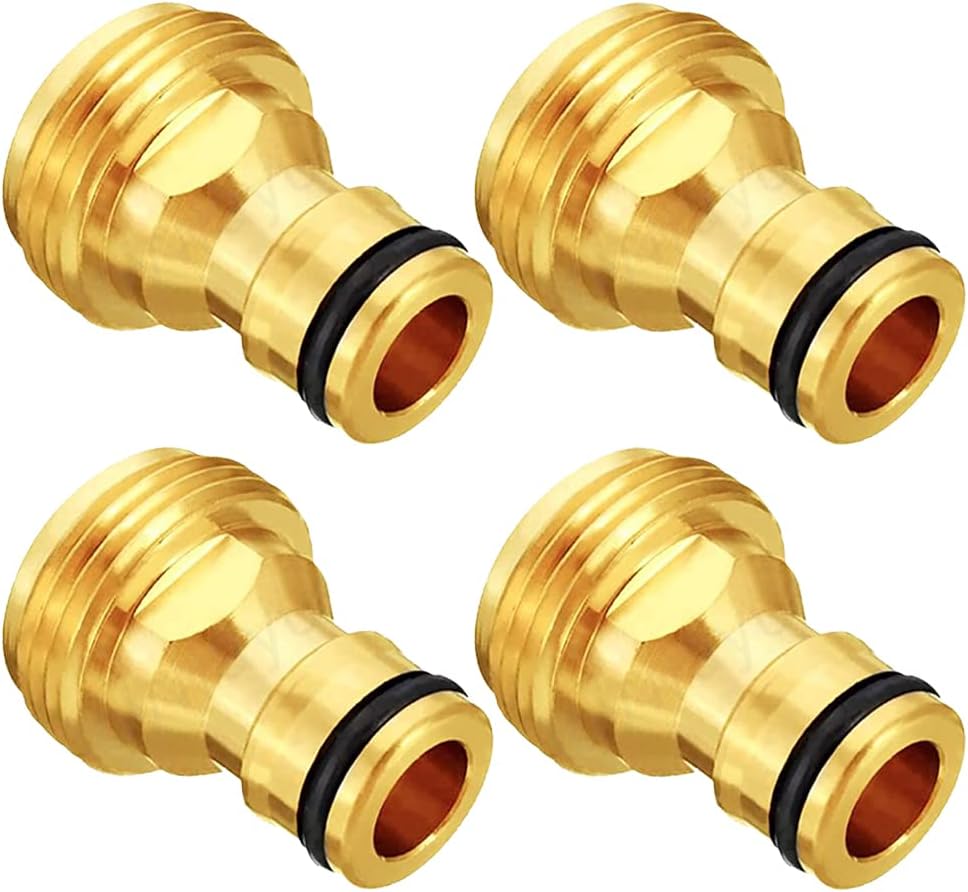 3/4” GHT Male Garden Hose Quick Connect Adapter Brass Connect Fitting（Pack of 4） - Image 1