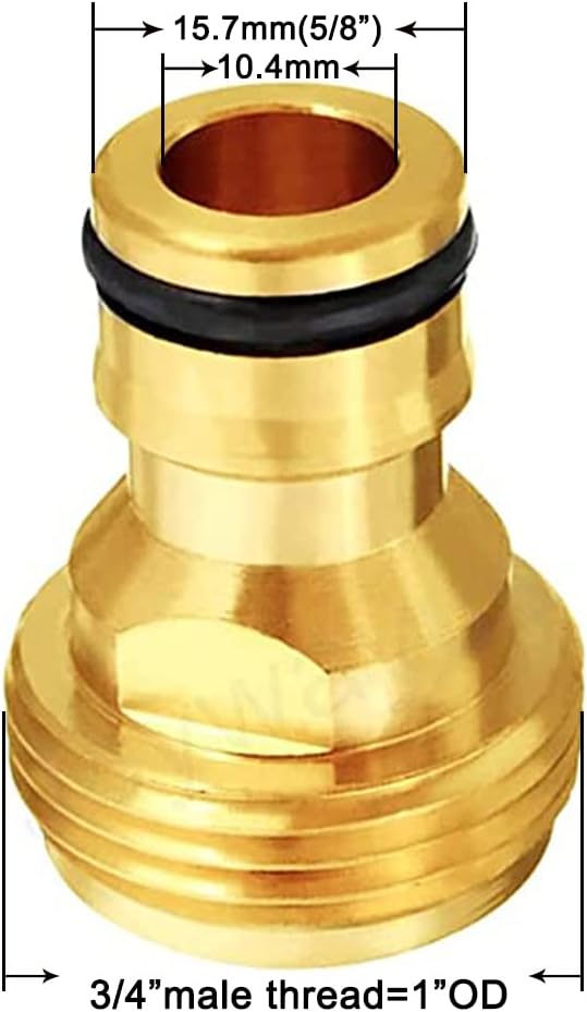 3/4” GHT Male Garden Hose Quick Connect Adapter Brass Connect Fitting（Pack of 4） - Image 2