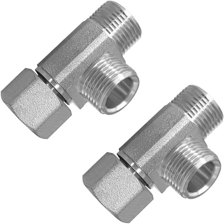 2PCS Lead-Free Brass Nickel Plating Angle Stop Add-A-Tee Valve 3/8