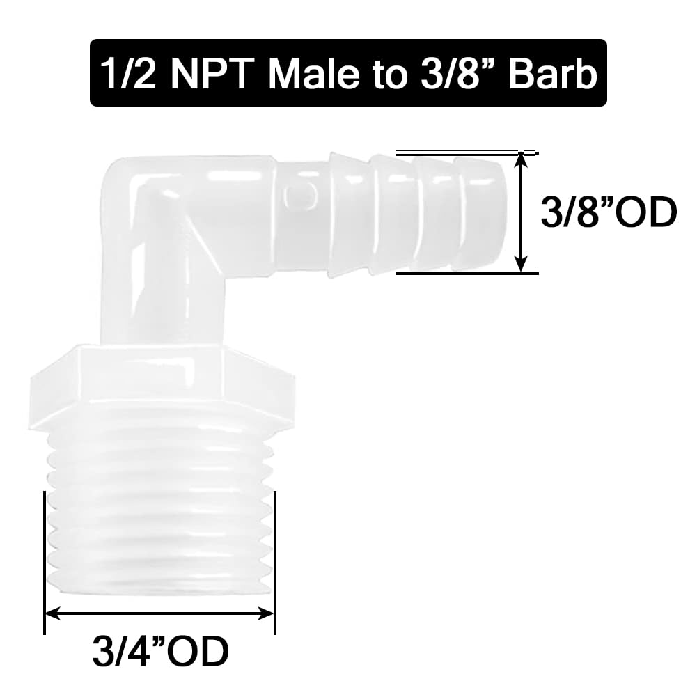 Plastic Hose Barb Fittings 90°Elbow 3/8