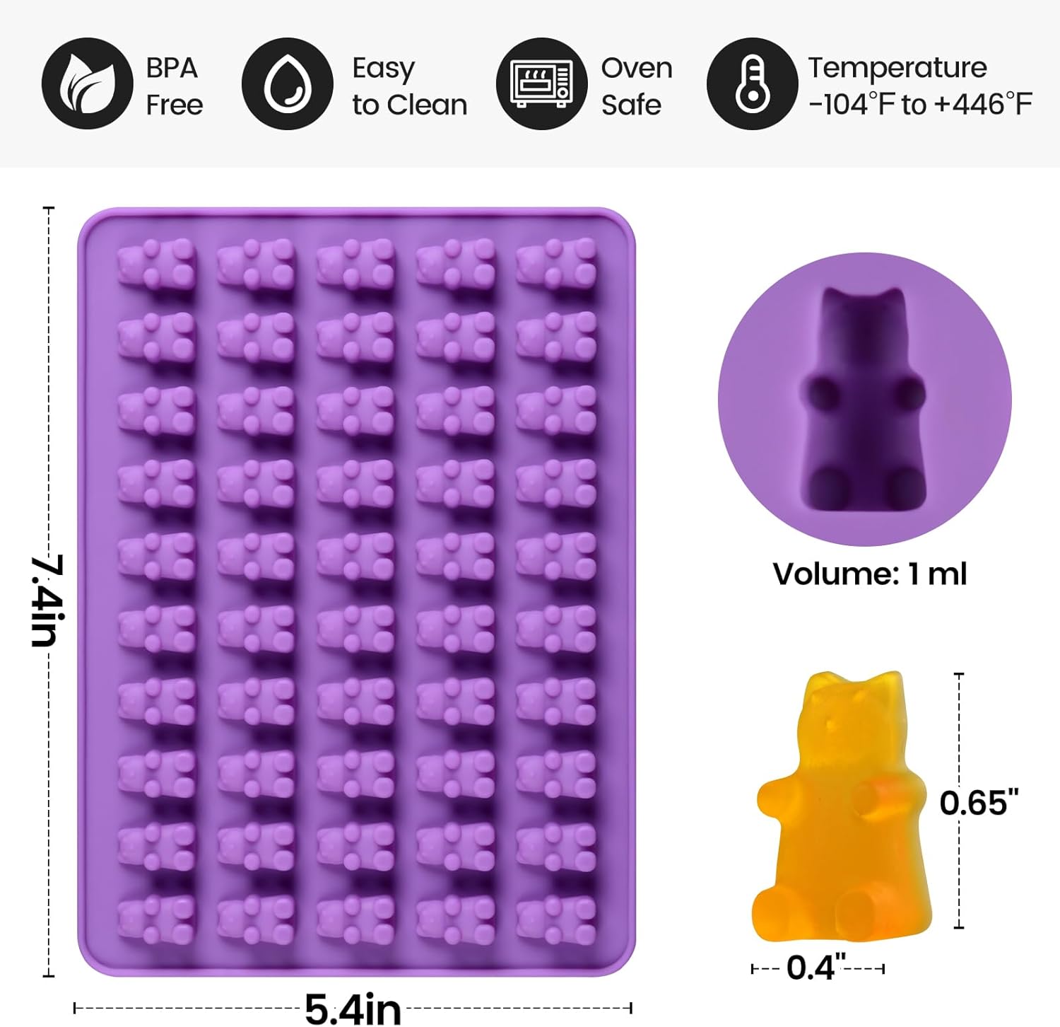 Gummy Molds Bear Candy Silicone - Mini Size Chocolate Gummy Molds with 2 Droppers Nonstick Food Grade Silicone Molds Pack of 4 - Image 2