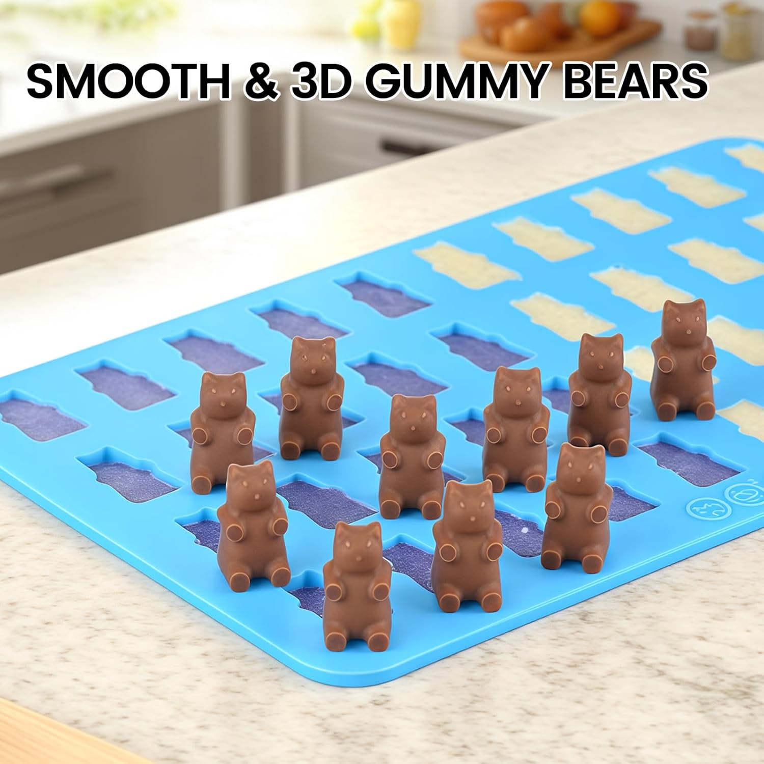 Gummy Molds Bear Candy Silicone - Mini Size Chocolate Gummy Molds with 2 Droppers Nonstick Food Grade Silicone Molds Pack of 4 - Image 6