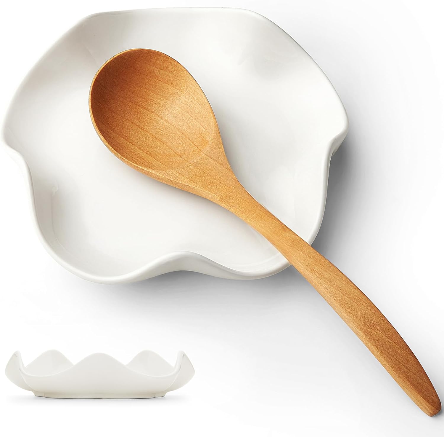 Spoon Rest for Stove Top, 5.3 Inch Ceramic Spoon Holder for Kitchen Counter, Coffee Spoon Holder, Cooking Utensil Rest for Spoons, Ladles, Tong, Heat-Resistant Spoon Rest, Housewarming Gifts - Image 1