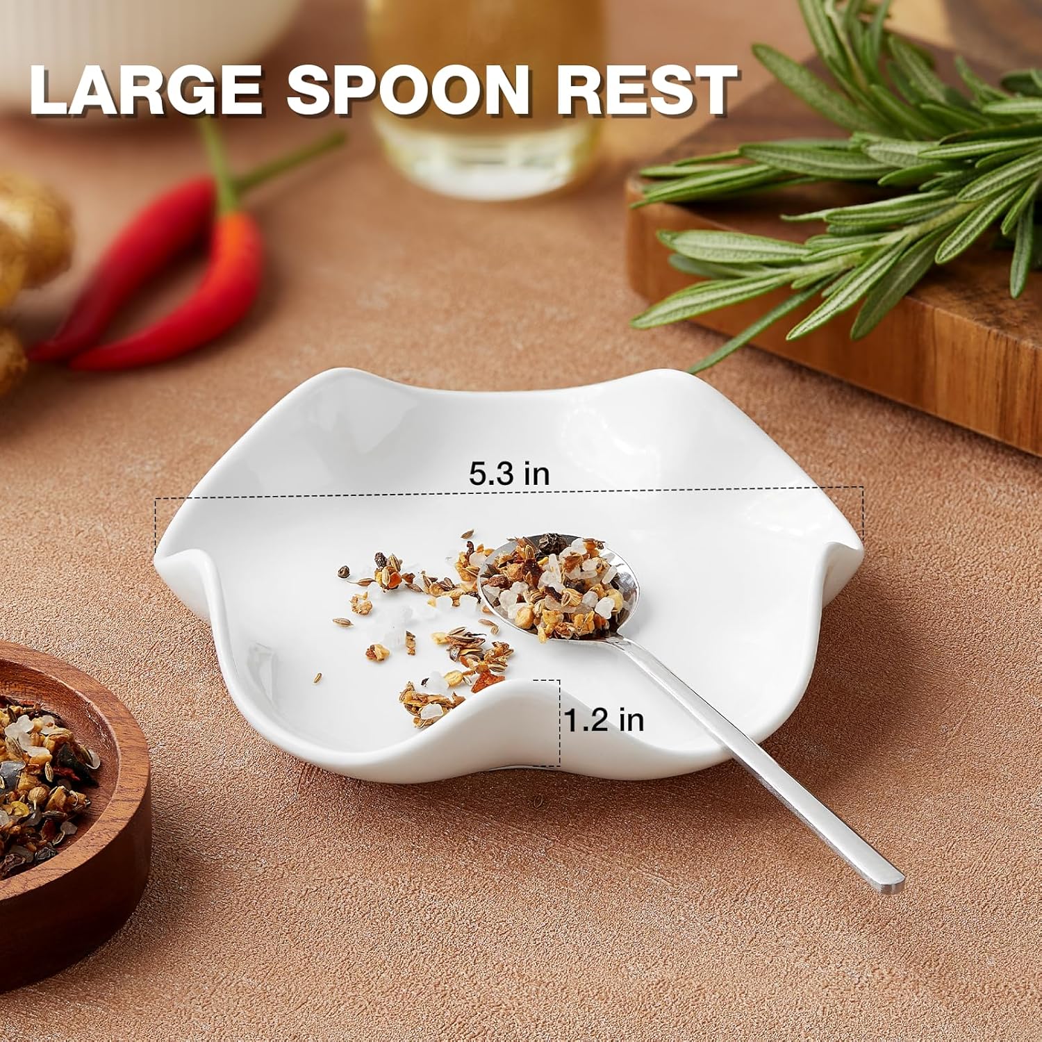 Spoon Rest for Stove Top, 5.3 Inch Ceramic Spoon Holder for Kitchen Counter, Coffee Spoon Holder, Cooking Utensil Rest for Spoons, Ladles, Tong, Heat-Resistant Spoon Rest, Housewarming Gifts - Image 2