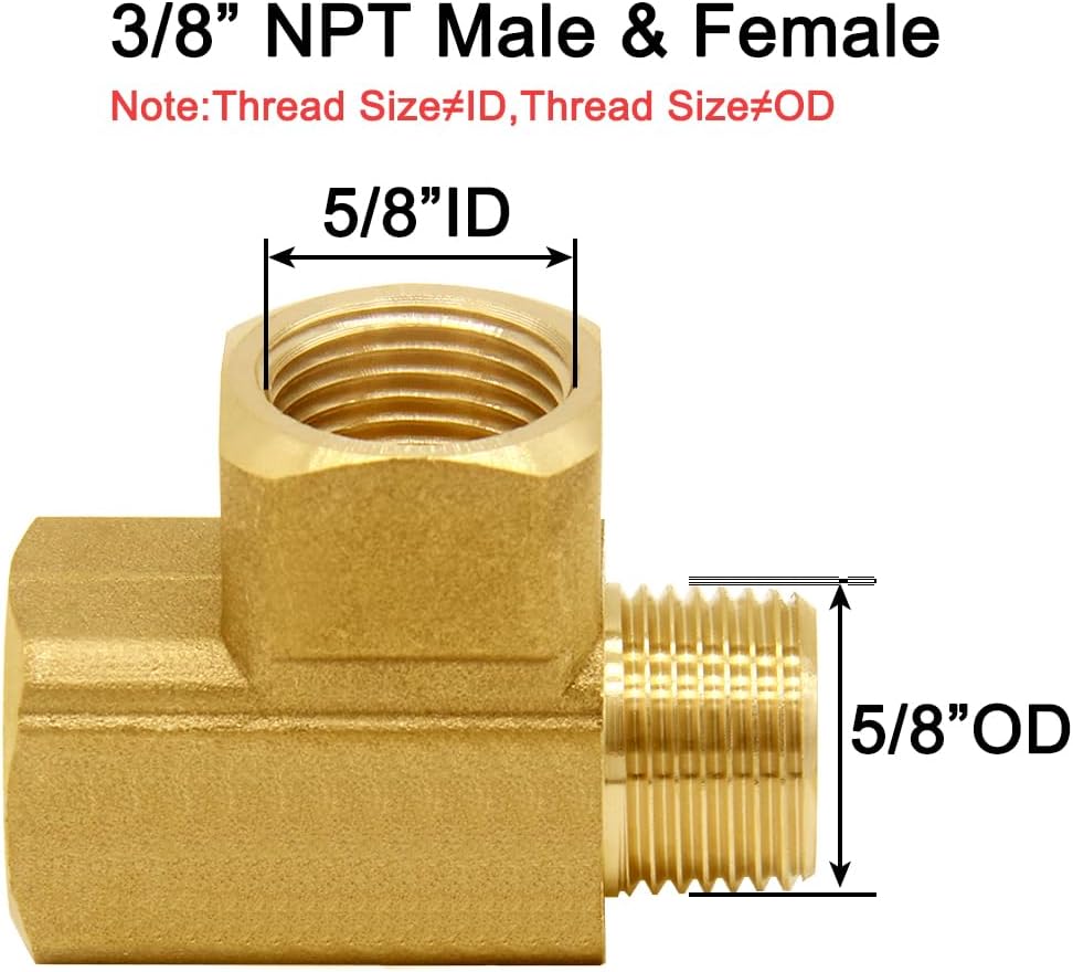 Brass Pipe Fitting Barstock Street Tee T 3 way NPT 3/8