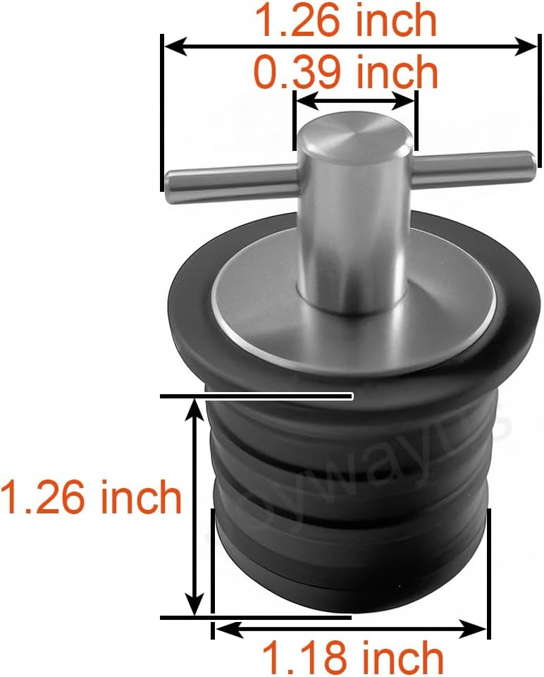 Rubber Drain Plug T Handle Twist Plugs for Boat Drains - Image 2