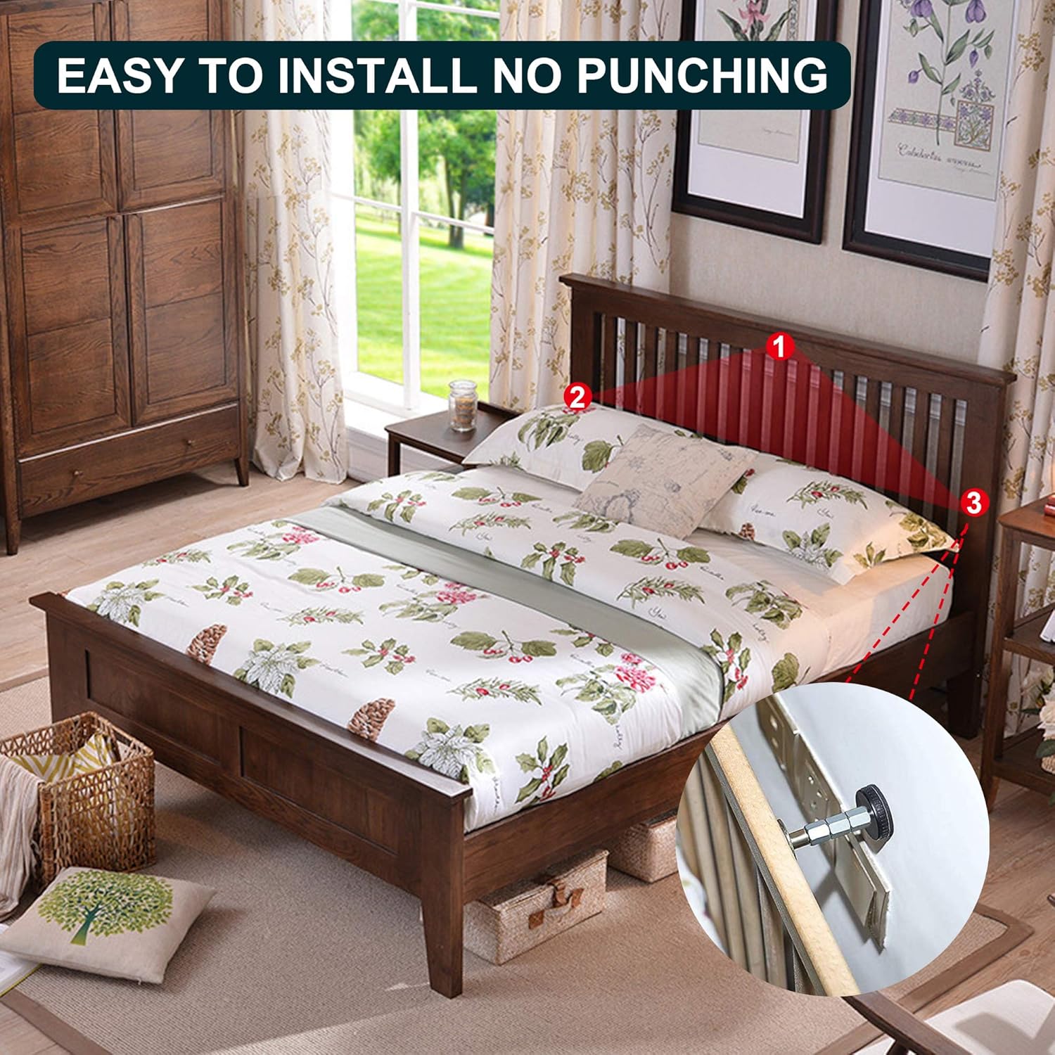 Adjustable Threaded Bed Frame Anti-Shake Tool, Headboard Stoppers, Bedside Headboards Prevent loosening Anti-Shake Fixer, Easy Install (30-112mm) - Image 4