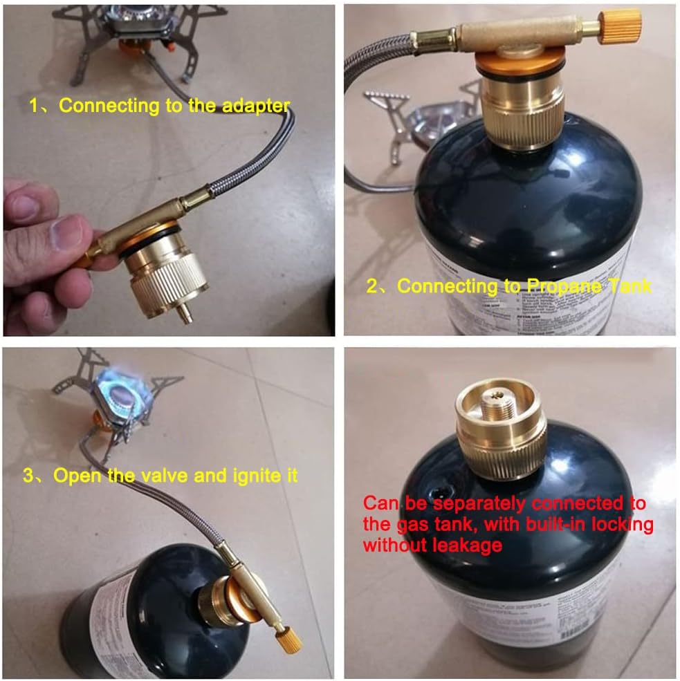 2PCS Portable Camping Stove Adapter 1LB Propane Small Tank Input and EN417 Lindal Valve Output Outdoor Cylinder LPG Canister Adapter - Image 2