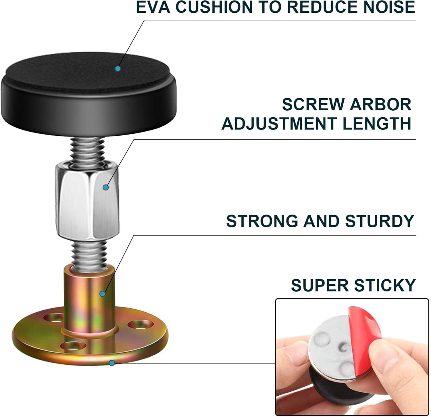 Adjustable Threaded Bed Frame Anti-Shake Tool, Headboard Stoppers, Bedside Anti Shake Tool for Beds Cabinets Sofas, 4PCs, 30-68mm - Image 3