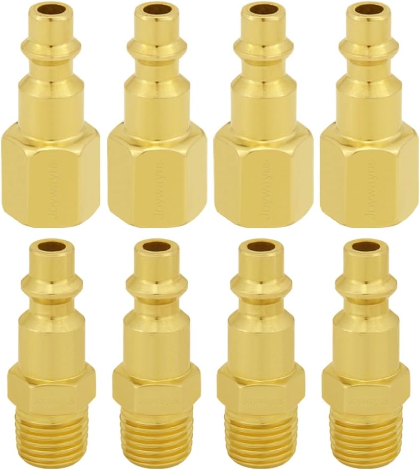 8PCS Brass 1/4 Inch NPT Female and Male Industrial Air Hose Quick Connect Air Plug Fittings - Image 1
