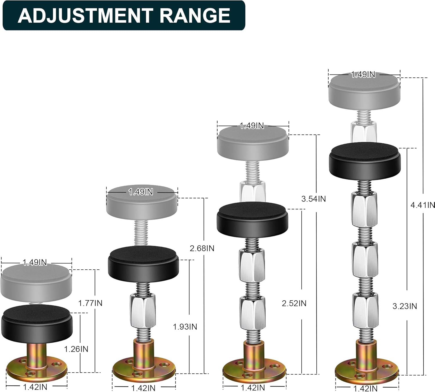 Headboard Stoppers for Wall, Adjustable Iron Bed Frame Anti-Shake Tool, Easy Install, Wall Protection,30-90mm(2PCs) - Image 2