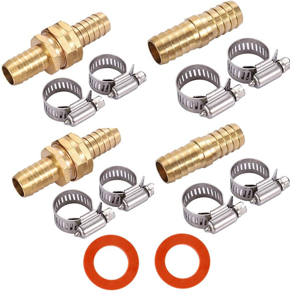 2Sets 5/8 Inch Aluminium Garden Hose Mender End Repair Kit,2Pcs 5/8 Barb Splicer Mender,Water Hose End Mender with Stainless Steel Clamp,Female and Male Hose Connector (2Sets with 2Splicers) - Image 2