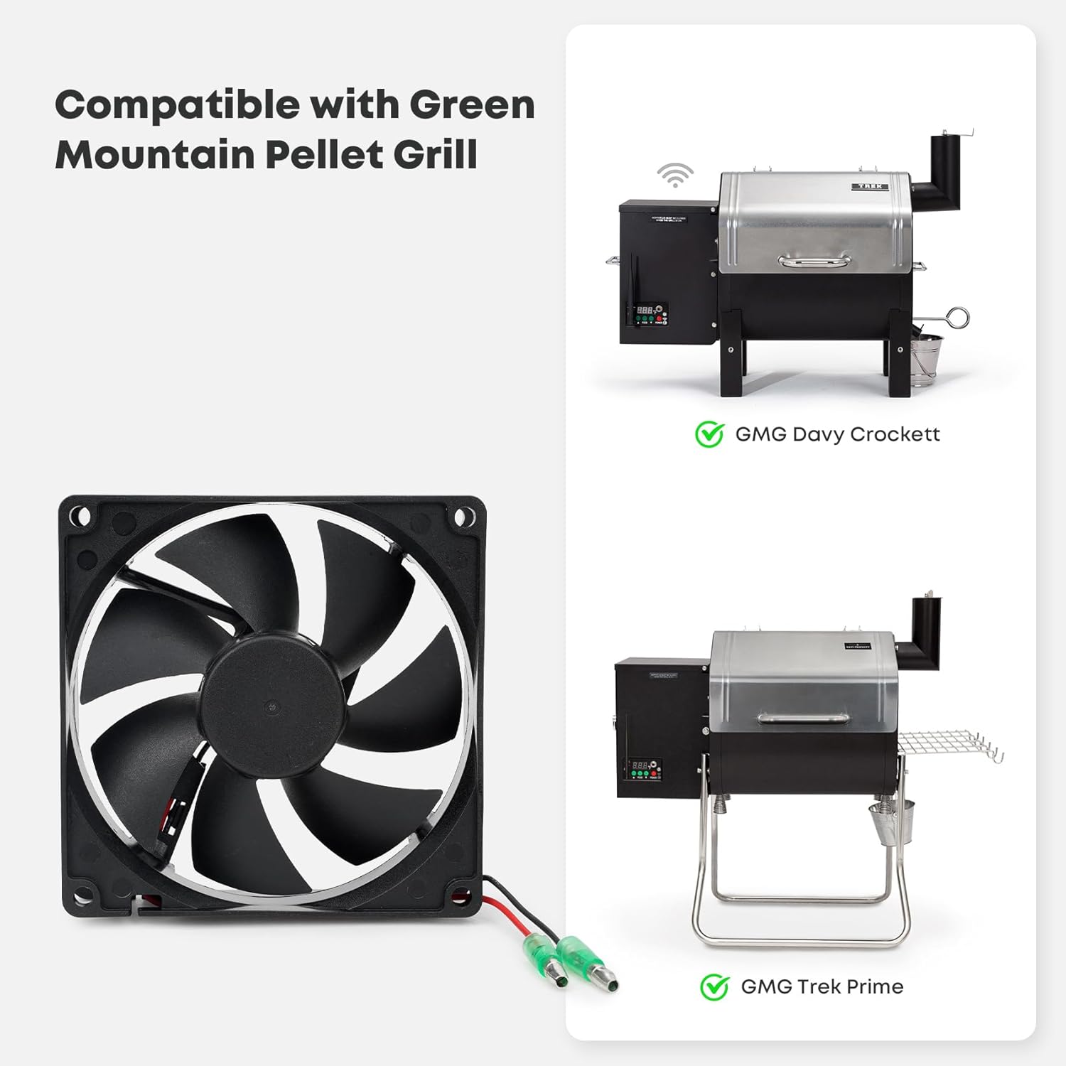 12V Fan Replacement Kit for Green Mountain Davy Crockett and Trek Grill, Combustion Fan for GMG Parts P-1011 - Image 6