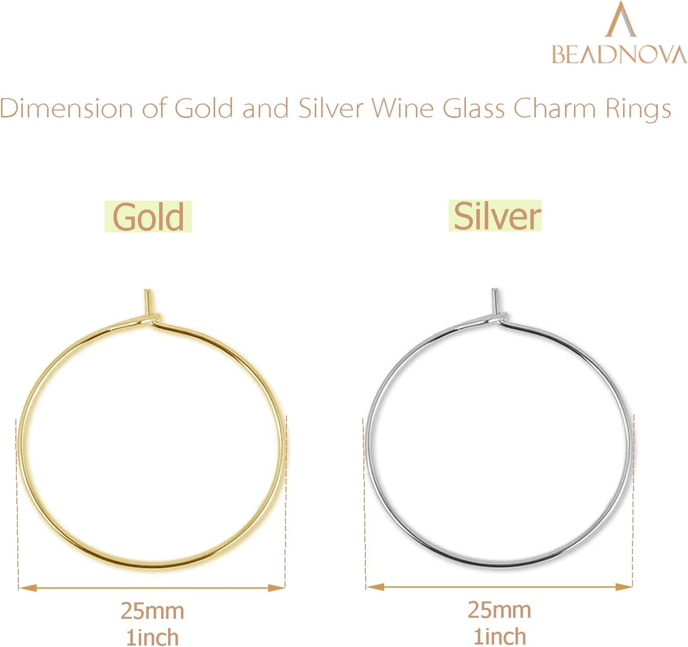 Wine Glass Charm Rings 120pcs Gold and Silver Plated 25mm Beading Charm Rings Wine Glass Marker for Birthday Party Wedding Festival Favor - Image 2