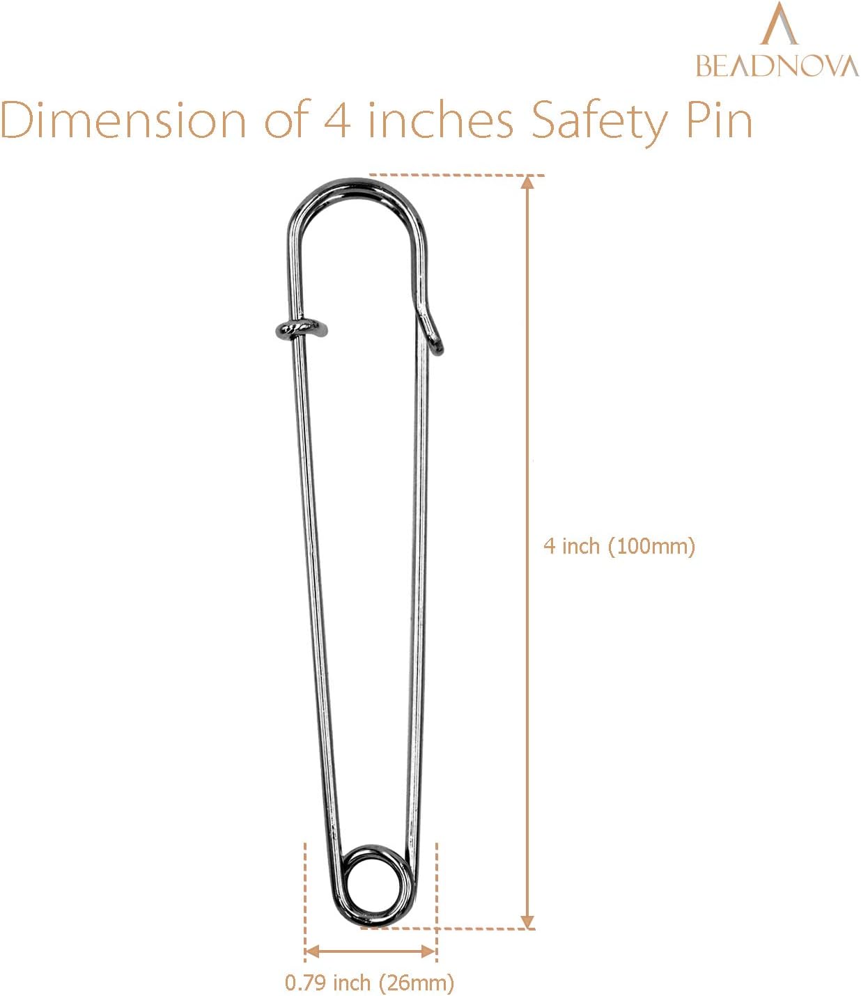 4 Inch Large Safety Pins for Clothes Big Heavy Giant Safety Pin for Fashion, Sewing, Quilting, Blankets, Upholstery, Laundry and Craft (10cm, 20pcs) - Image 2