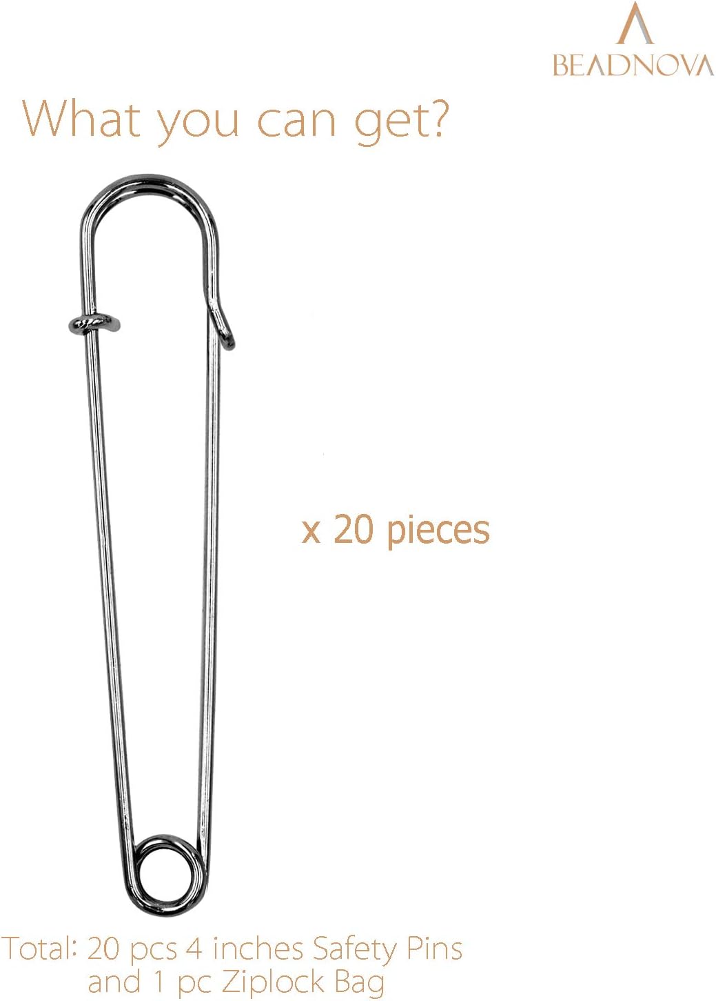 4 Inch Large Safety Pins for Clothes Big Heavy Giant Safety Pin for Fashion, Sewing, Quilting, Blankets, Upholstery, Laundry and Craft (10cm, 20pcs) - Image 4