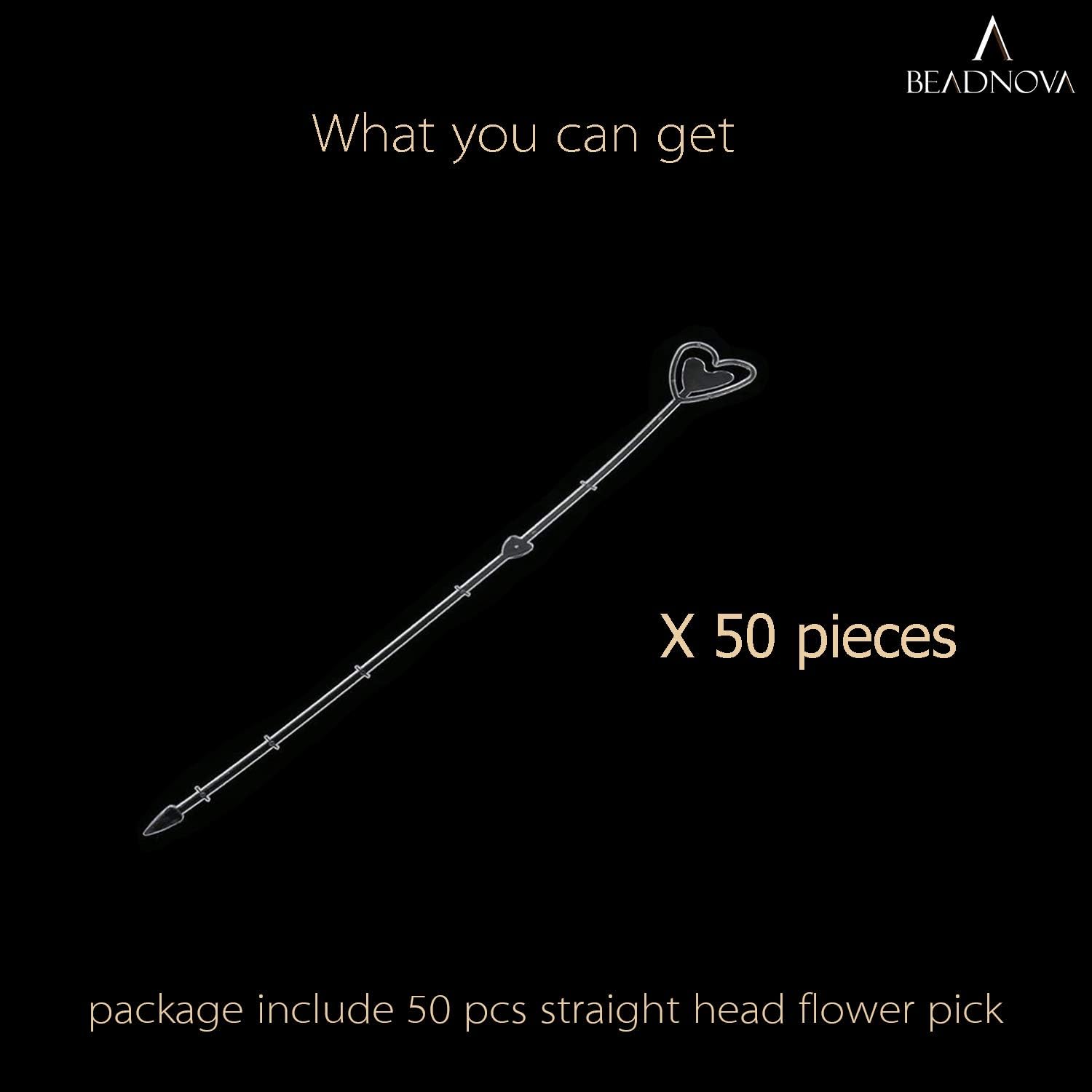 Floral Pick Card Holder 50pcs 10inch Plastic Straight Head Flower Pick Card Holder for Floral Arrangement Bouquet Wedding Decoration (Heart Shape Head) - Image 3