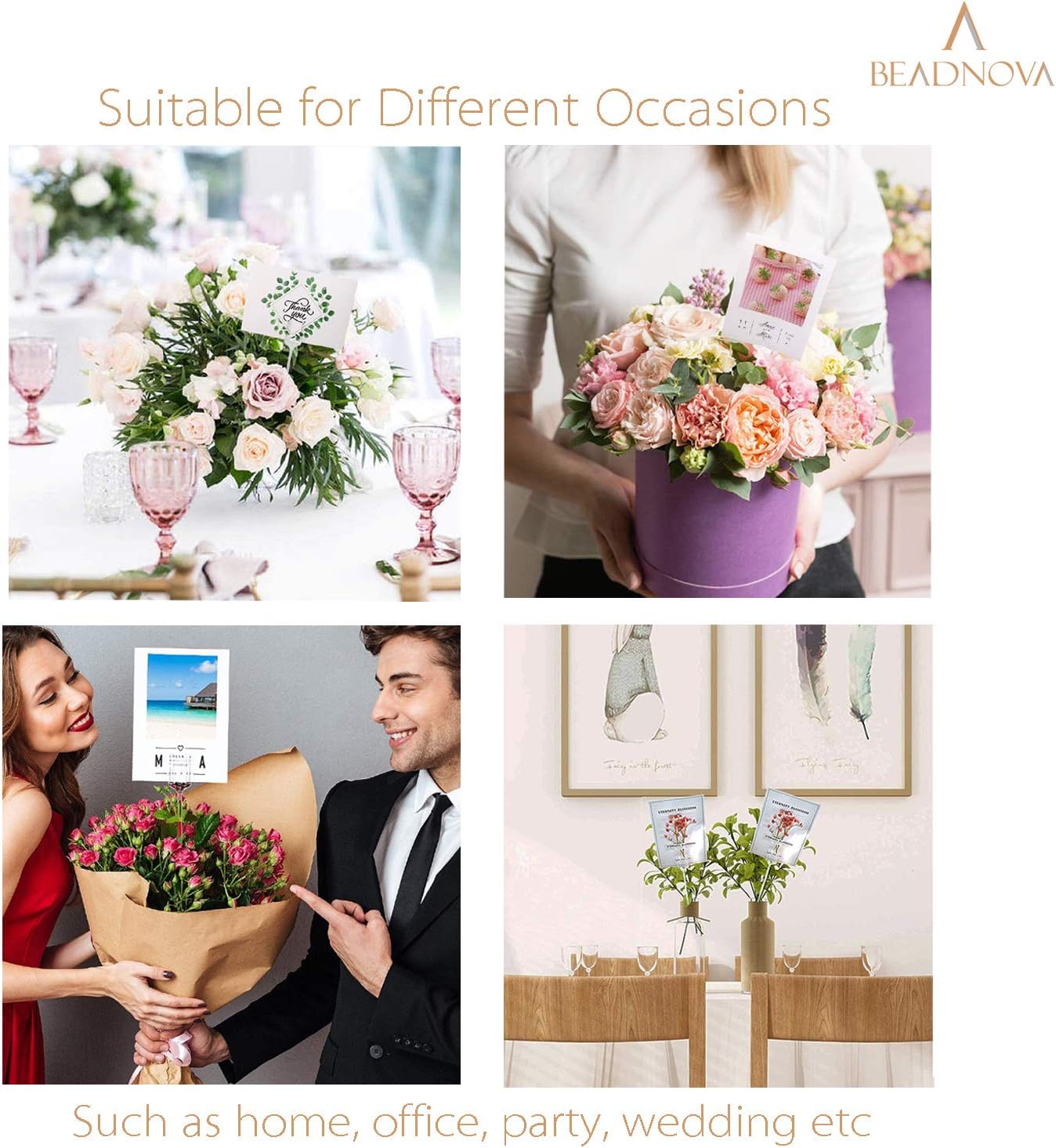 Floral Pick Card Holder 50pcs 10inch Plastic Straight Head Flower Pick Card Holder for Floral Arrangement Bouquet Wedding Decoration (Heart Shape Head) - Image 5