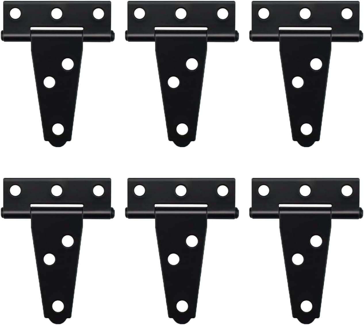 Heavy Duty T Hinge, 6 pcs, 2 Inch, Black, Powder Coated Metal Alloy - Image 1