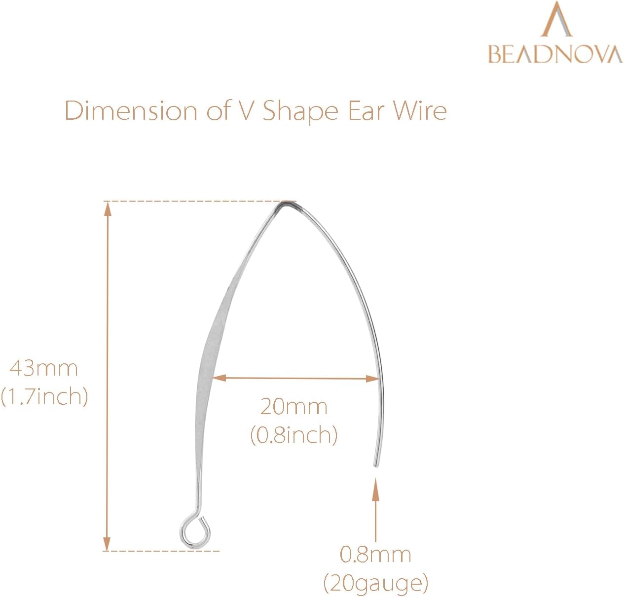 V Shape Ear Wire Long Earring Wire Earring Hook for Dangle Earwire Making Jewelry Making Ear Post DIY (Silver 43mm, 10pcs) - Image 2