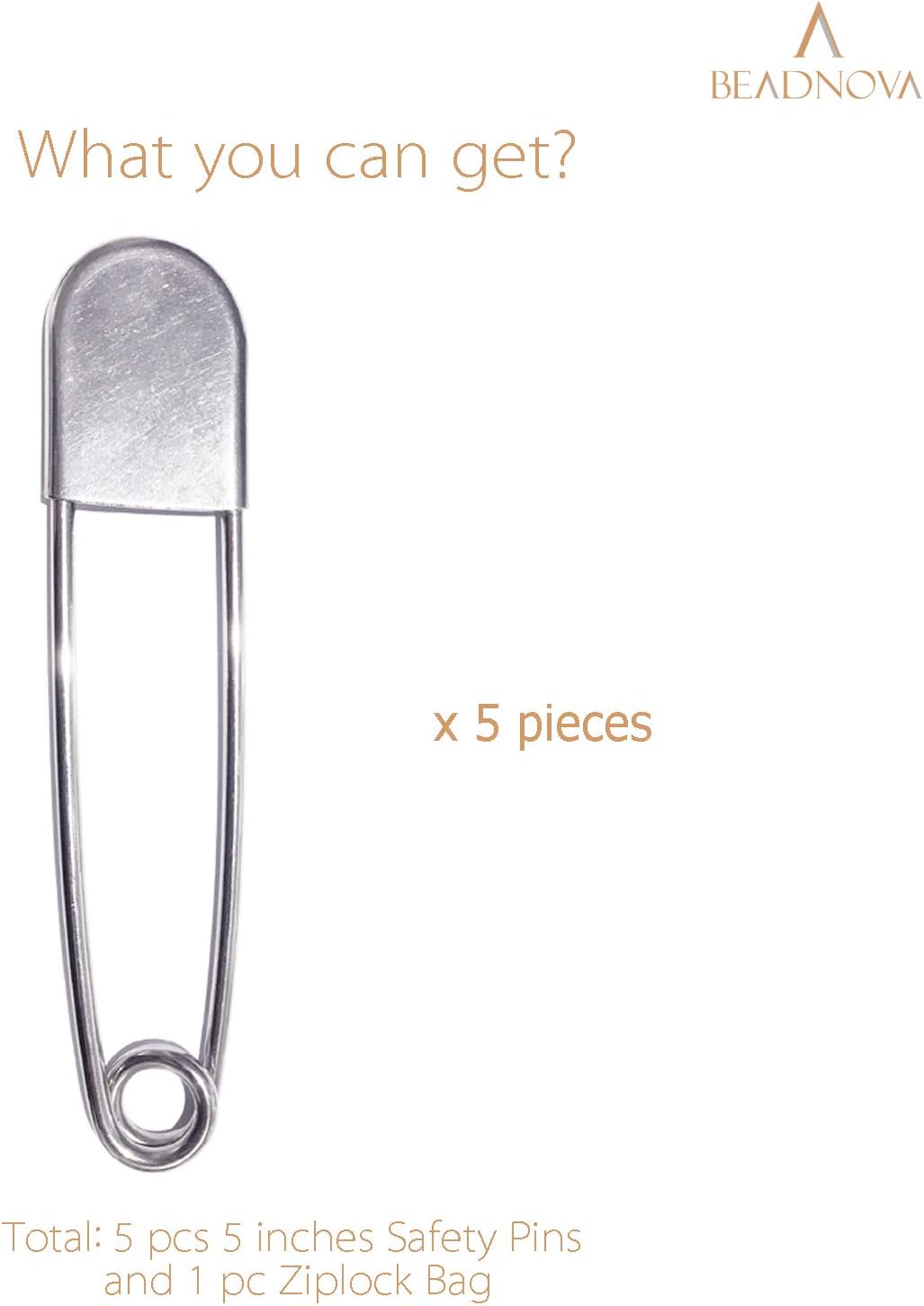 5 Inch Large Safety Pins for Clothes Big Heavy Giant Safety Pin for Fashion, Sewing, Quilting, Blankets, Upholstery, Laundry and Craft (13cm, 5pcs) - Image 4