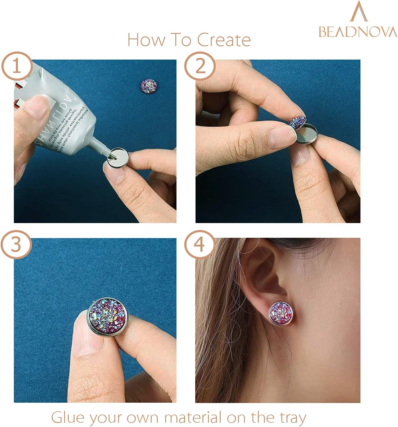 60pcs Blank Earring Studs 12mm Stainless Steel Cabochon Setting Post With Backs for Resin DIY Earstud Making - Image 5