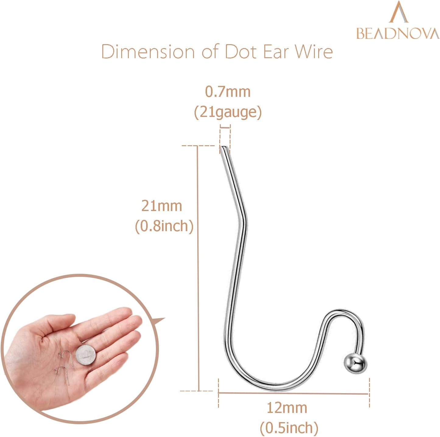 Earring Hooks 150pcs Stainless Steel Ball Dot Ear Wire with Rubber Backs Earwire for Jewelry Making Earring Supplies (150pcs Ear Wire and 150 pcs Backs, Total 300pcs) - Image 2