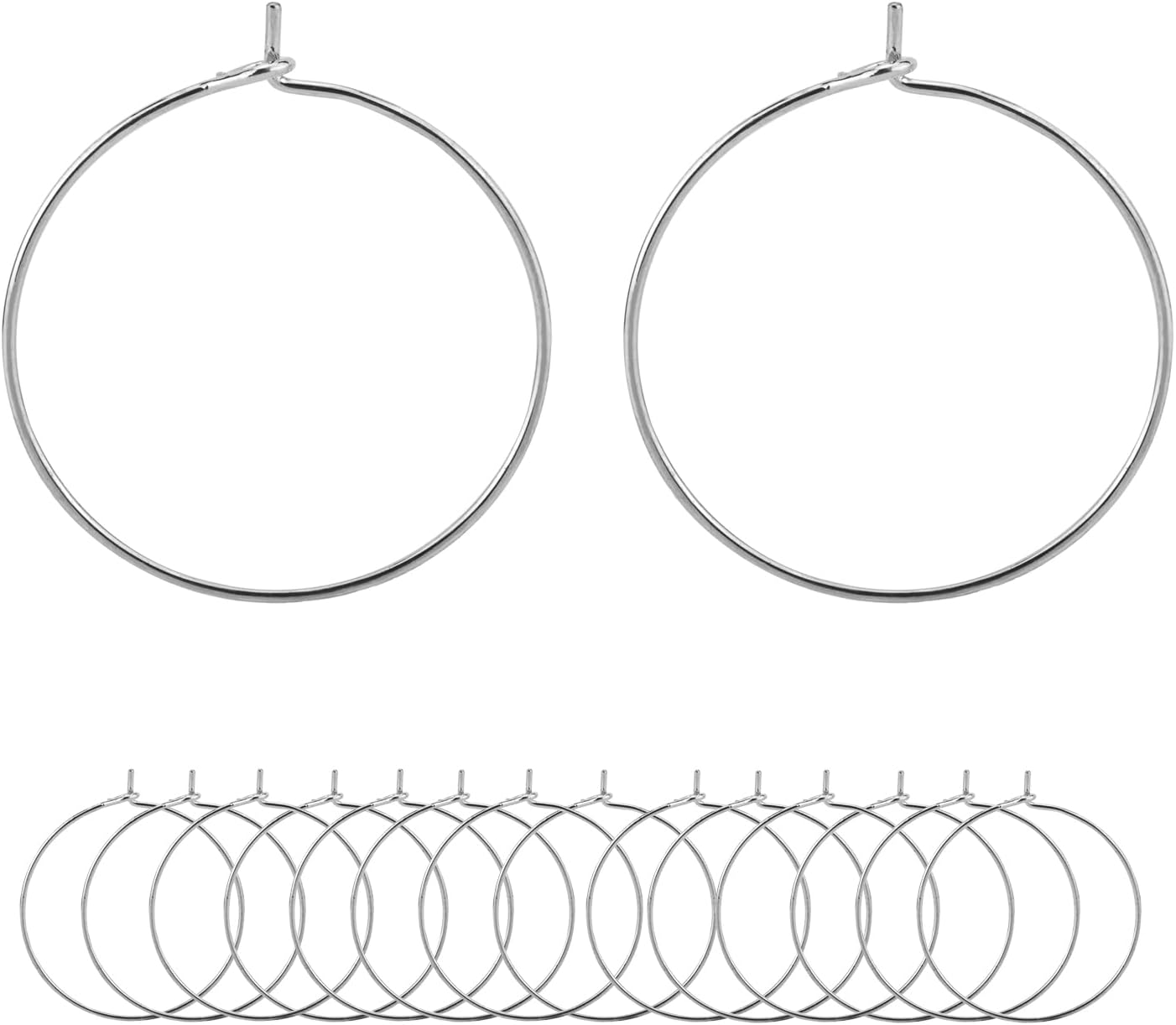 Hoop Ear Wires 30pcs Stainless Steel 30mm Wine Glass Charm Rings Earring Hoops for Jewelry Making Earring Making DIY - Image 1