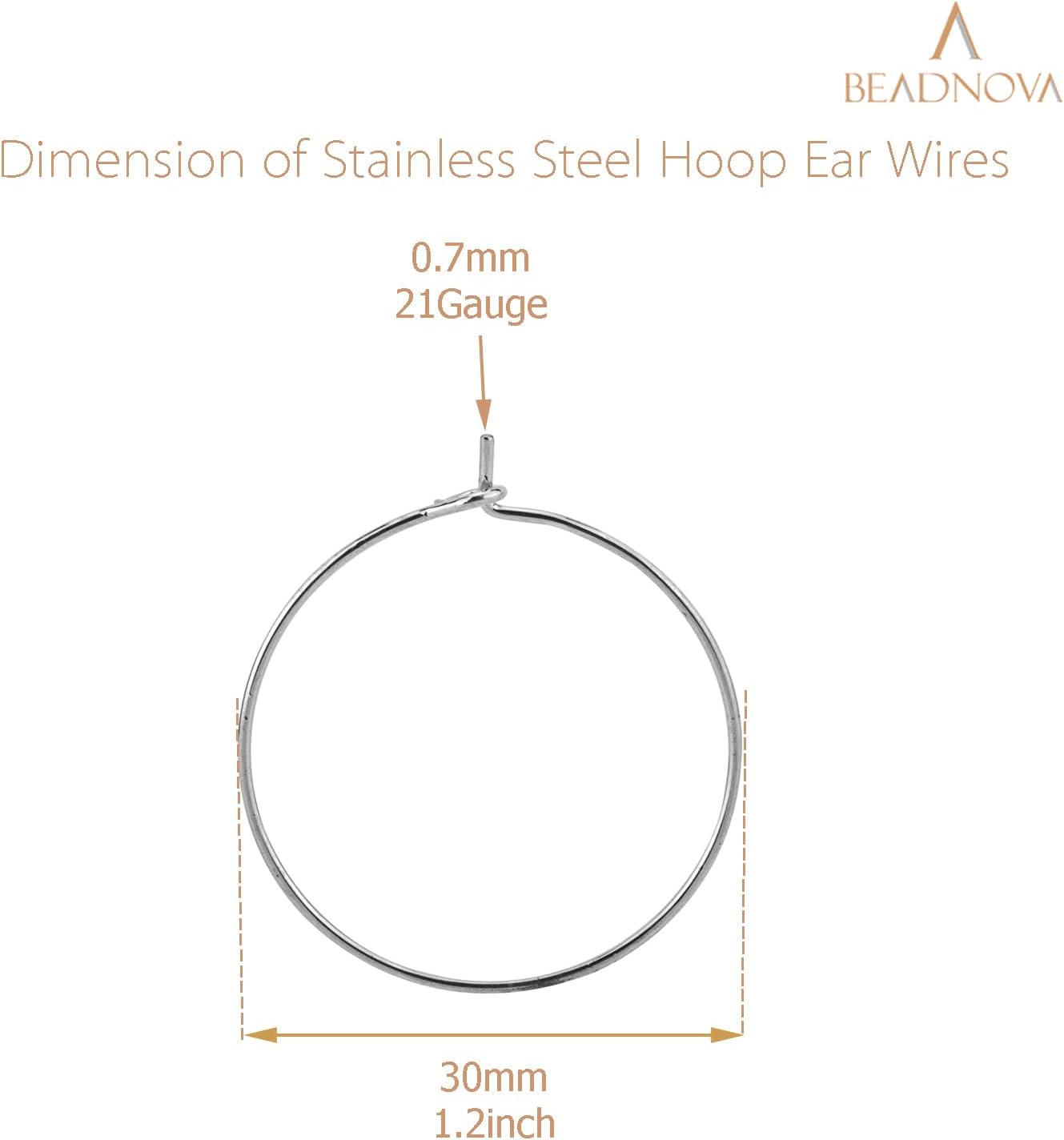 Hoop Ear Wires 30pcs Stainless Steel 30mm Wine Glass Charm Rings Earring Hoops for Jewelry Making Earring Making DIY - Image 2