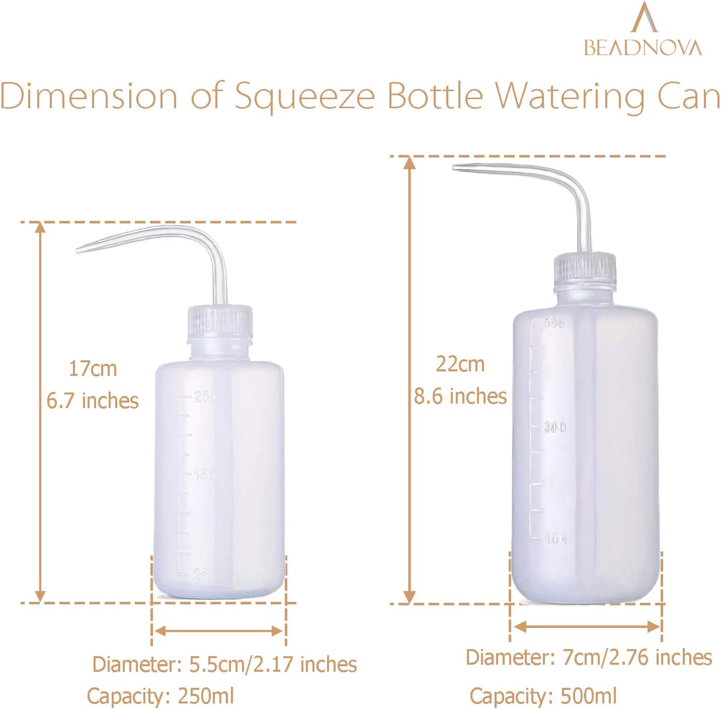 Squeeze Bottle Plant Watering Can Eye Wash Bottle Squeeze Irrigation Plastic Small Watering Can for Indoor Plants Tattoo (2pcs, 250ml and 500ml) - Image 2