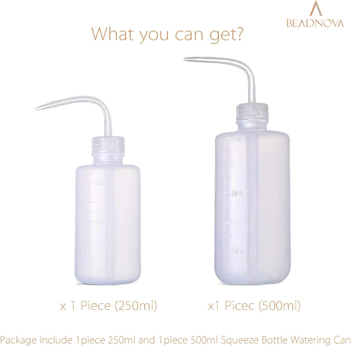 Squeeze Bottle Plant Watering Can Eye Wash Bottle Squeeze Irrigation Plastic Small Watering Can for Indoor Plants Tattoo (2pcs, 250ml and 500ml) - Image 3